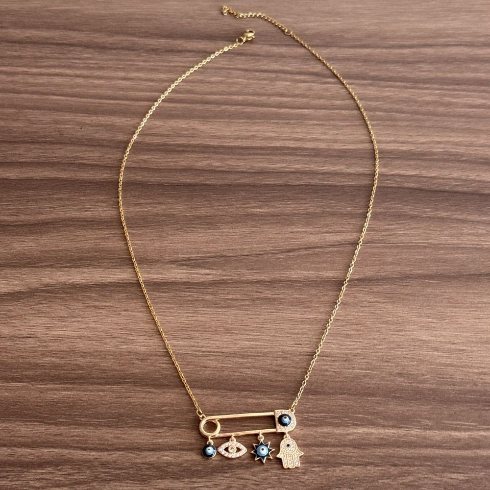 Evil Eye Charm Necklace Q833 - Picture 3 of 6